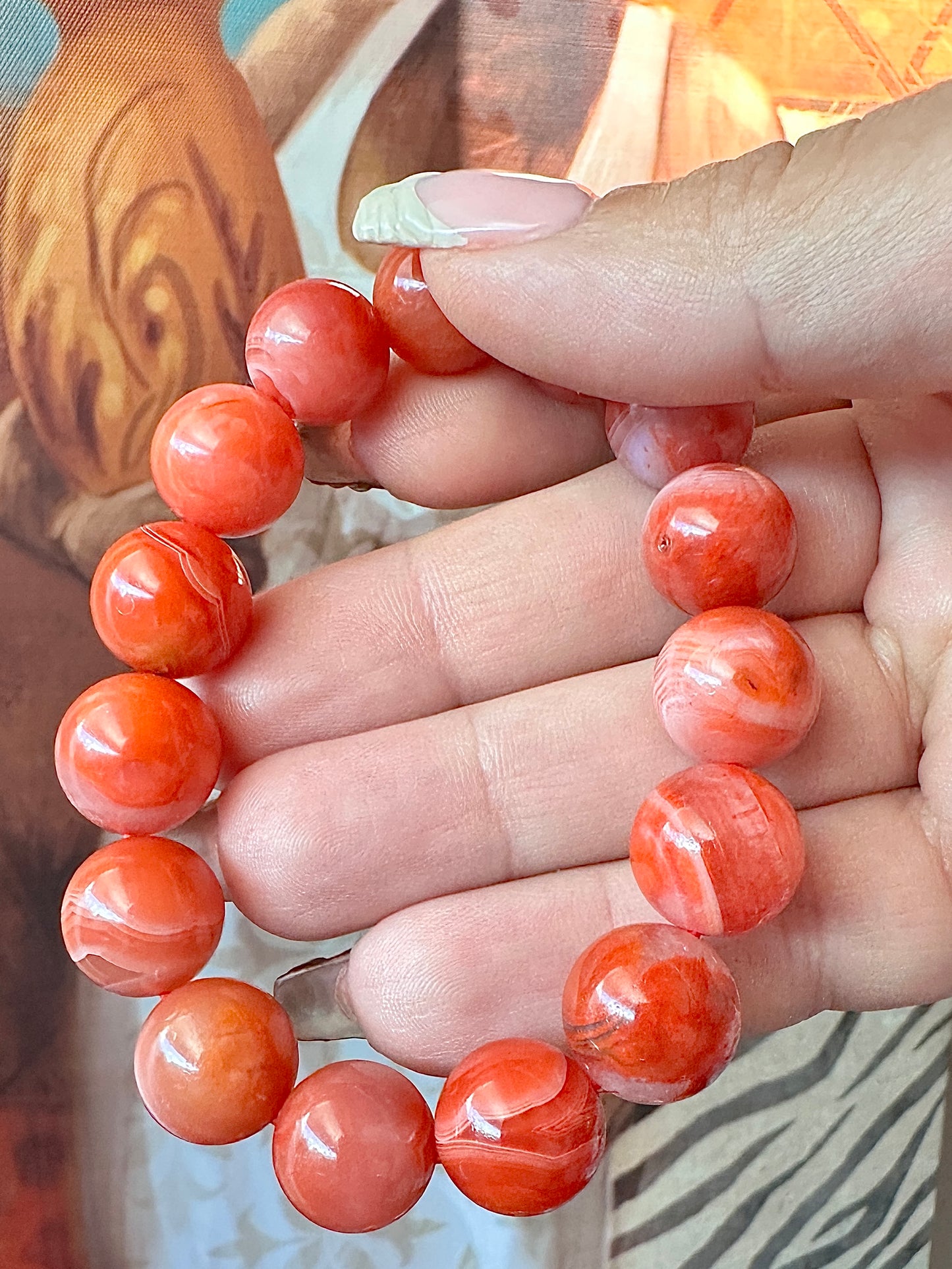 Peachy Red Agate 14mm