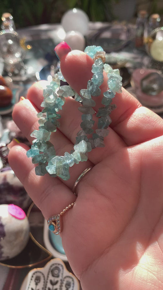 Blue apatite chip bracelet set