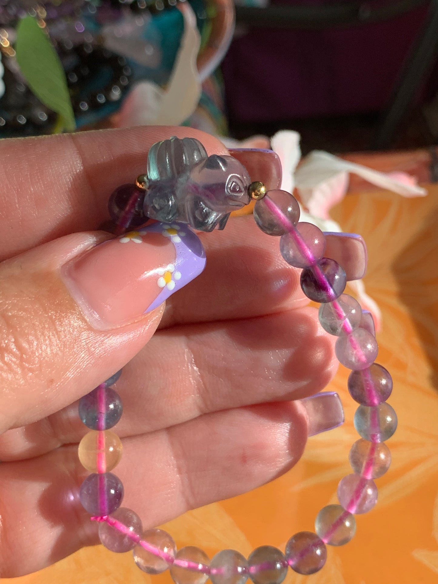 Blue flourite bulbasaur bracelet